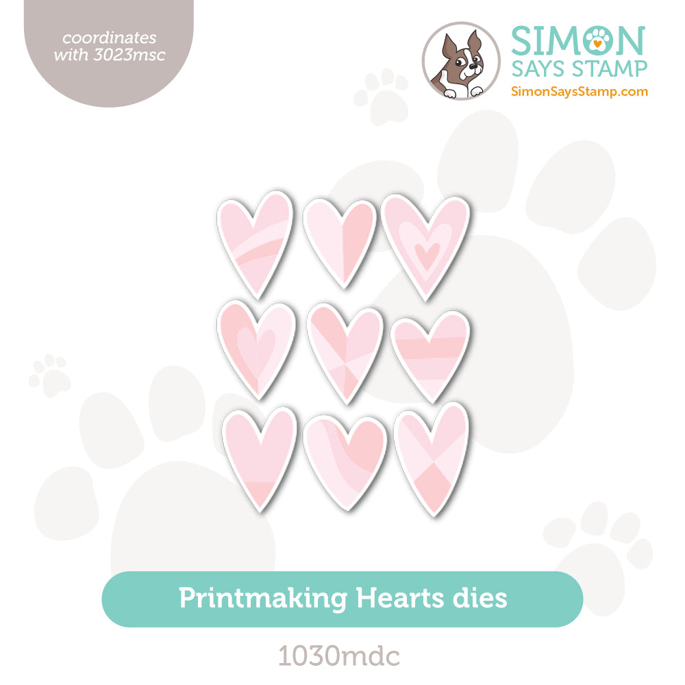 Simon Says Stamp Printmaking Hearts Wafer Dies 1030msdc Sweetheart