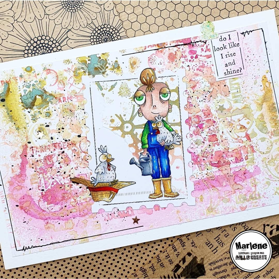 AALL & Create Farmer Dee A7 Clear Stamps 1031 watercolor