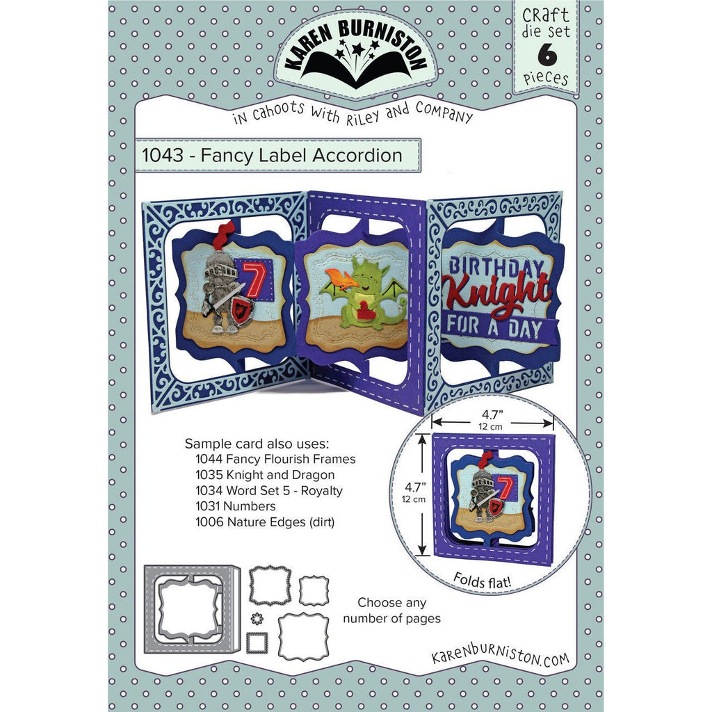 Karen Burniston FANCY LABEL ACCORDION Die Set 1043