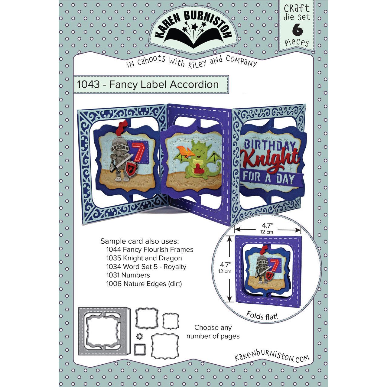 Karen Burniston FANCY LABEL ACCORDION Die Set 1043