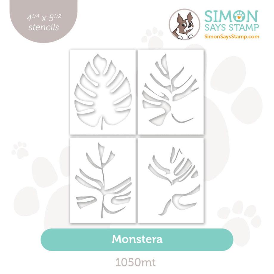 Simon Says Stamp Set of 4 Stencils Monstera 1050mt Cheering for You