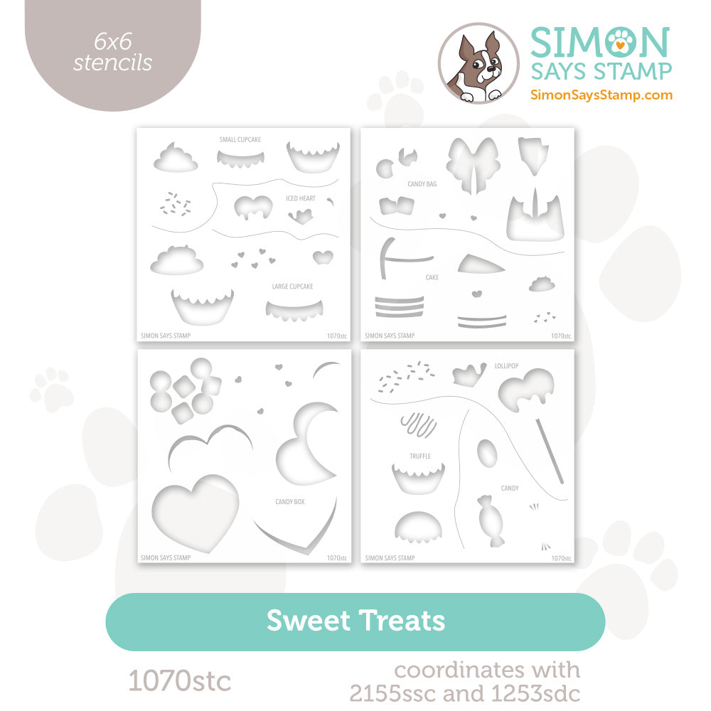 Simon Says Stamp Set of 4 Stencils Sweet Treats 1070stc To Be Loved