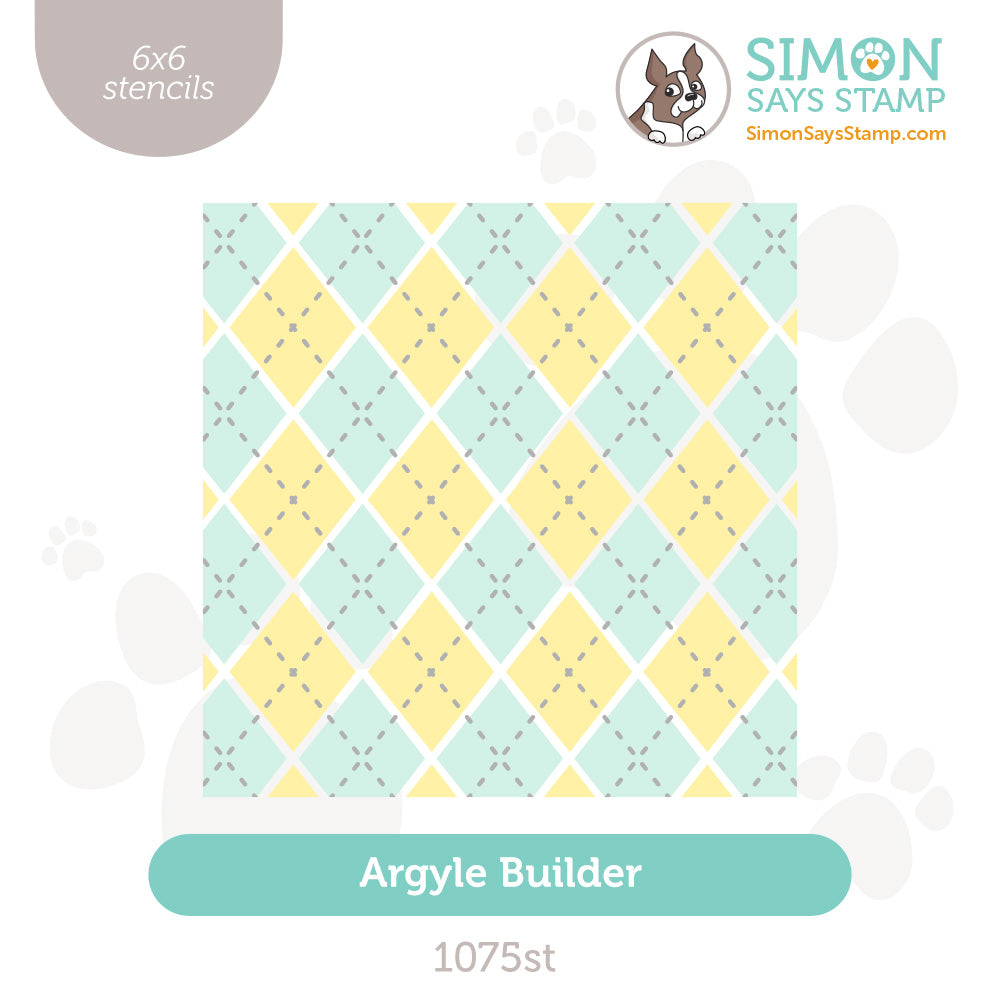 Simon Says Stamp Set of 3 Stencils Argyle Builder 1075st Rain or Shine