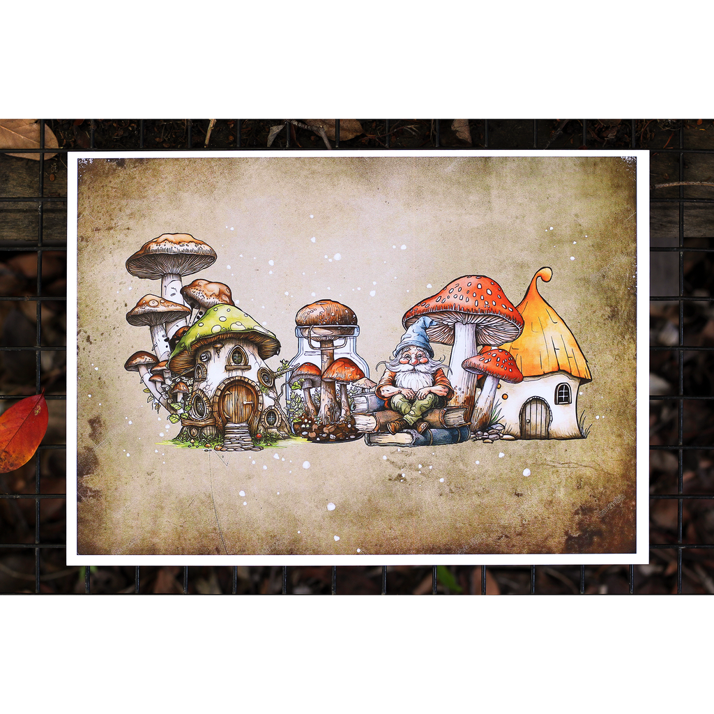 AALL & Create Gnome Wise A6 Clear Stamps 1076 mushrooms