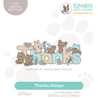 Simon Says Stamp Set of 2 Stencils and Coordinating Masks Thanks Always 1079stc