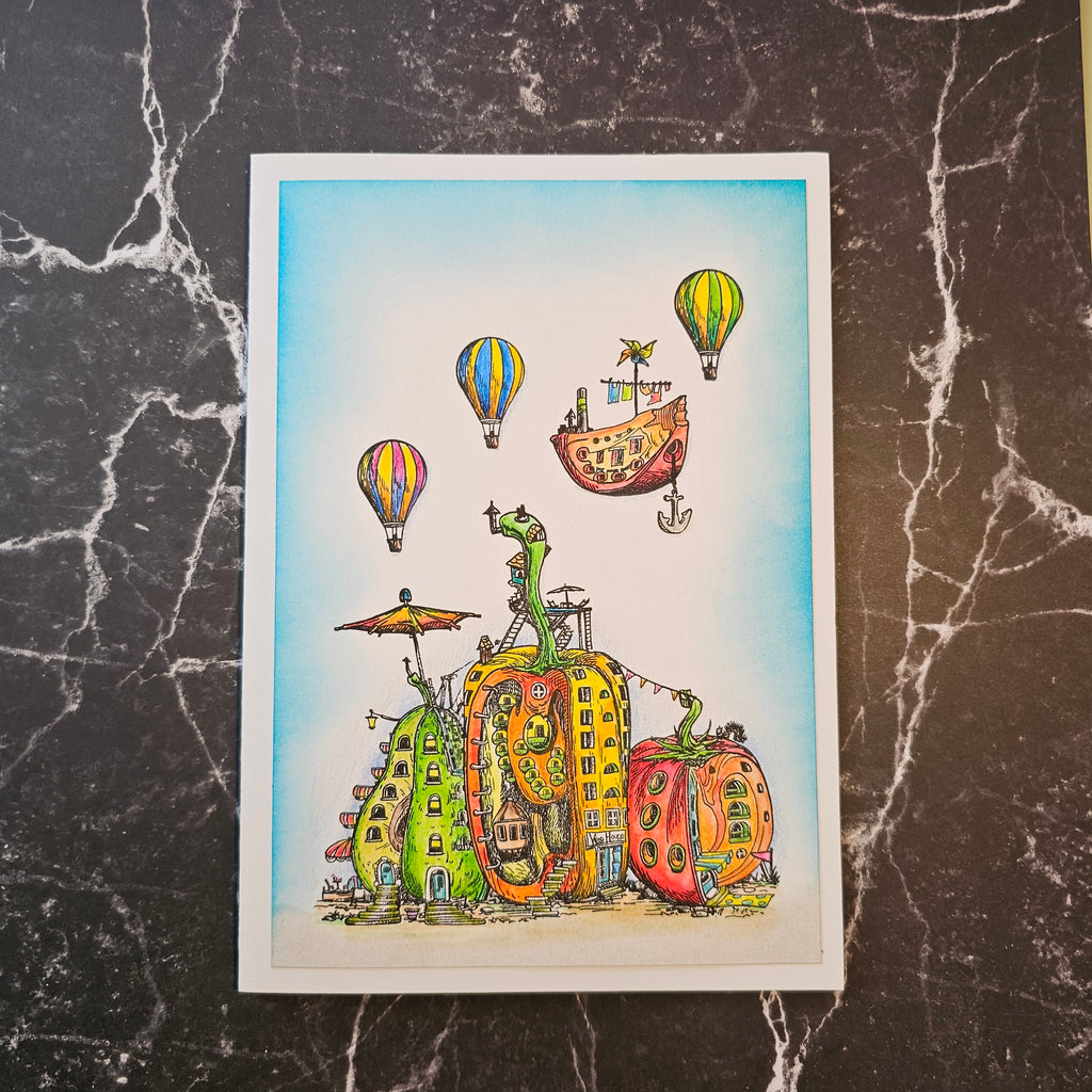 AALL & Create Veggie Voyage A6 Clear Stamps 1085 hot air balloons
