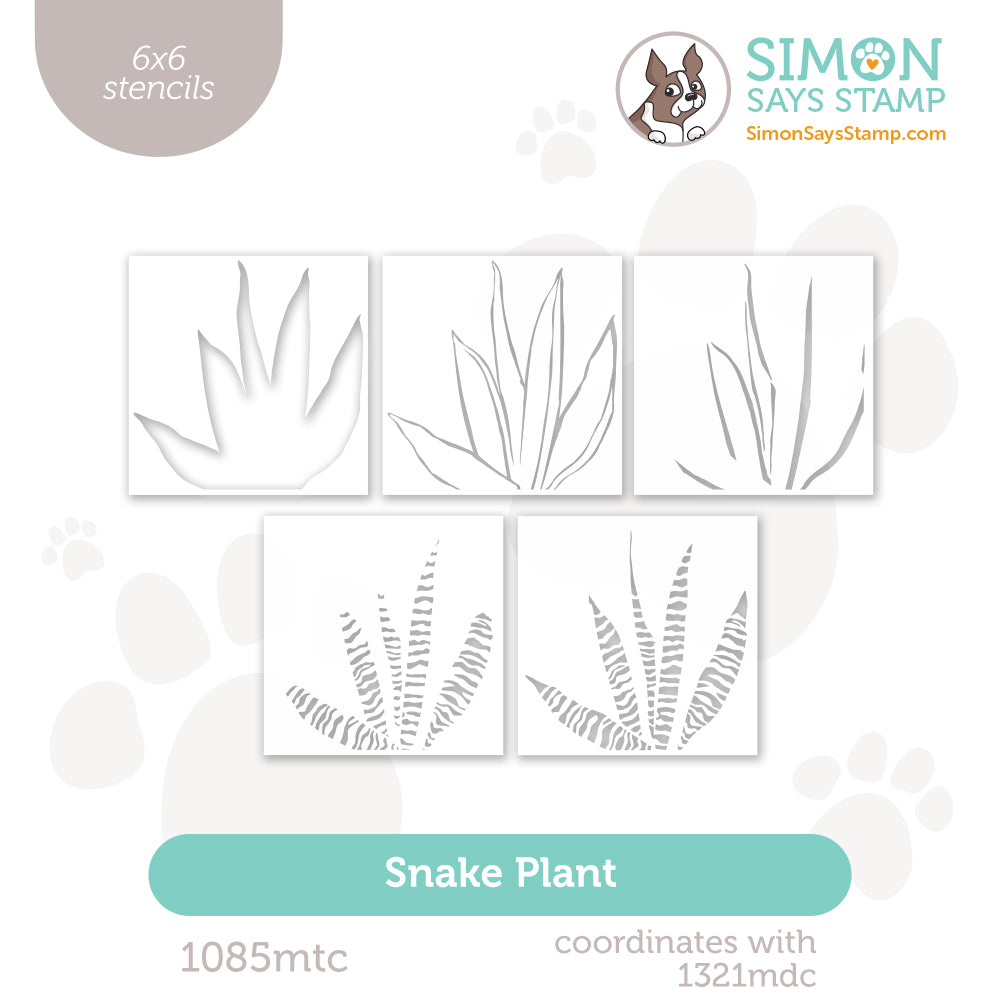Simon Says Stamp Set of 5 Stencils Snake Plant 1085mtc Moments in Time