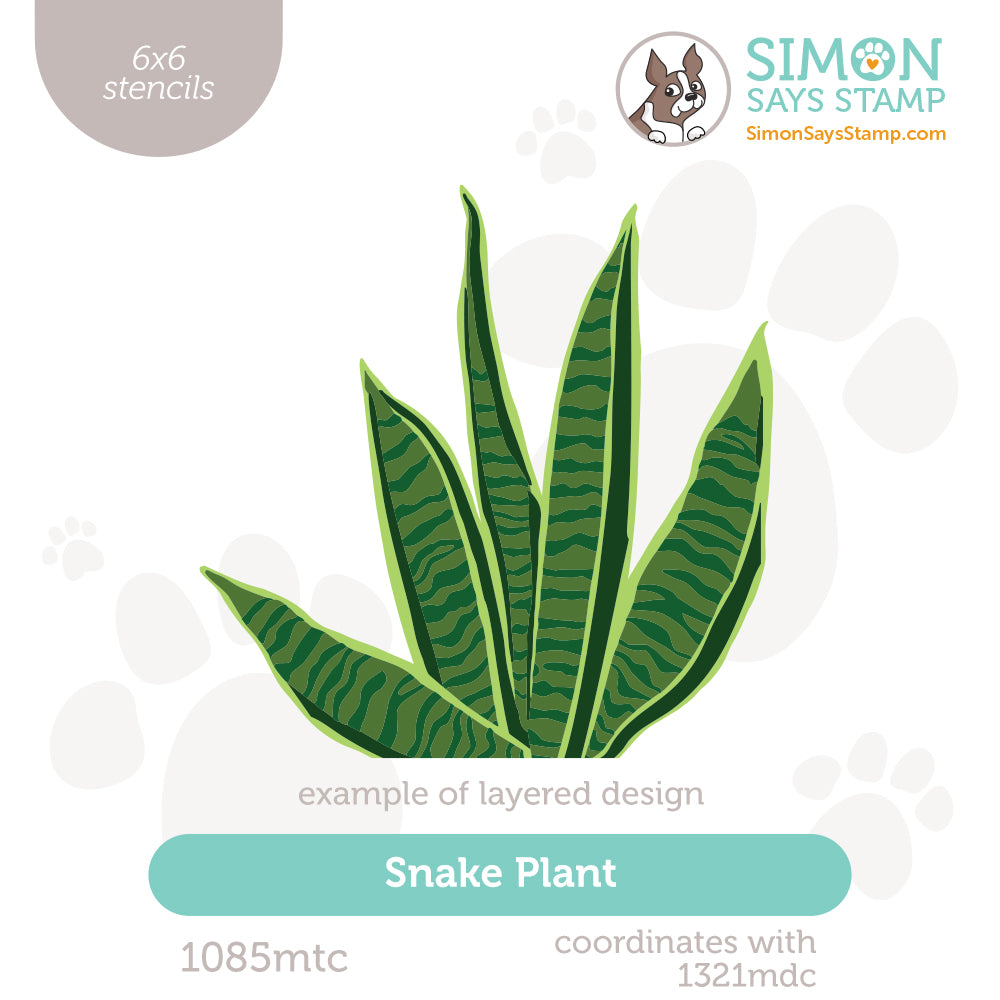 Simon Says Stamp Set of 5 Stencils Snake Plant 1085mtc Moments in Time