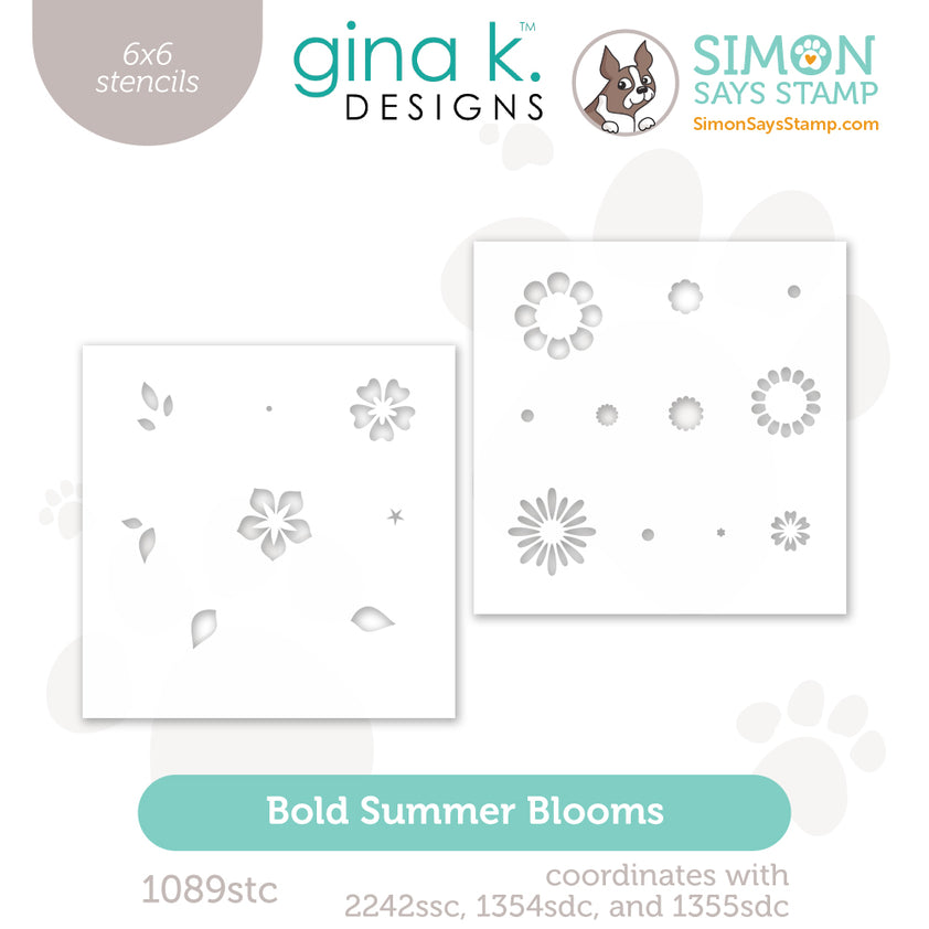 Gina K Designs for Simon Says Stamp Set of 2 Stencils Bold Blooms 1089