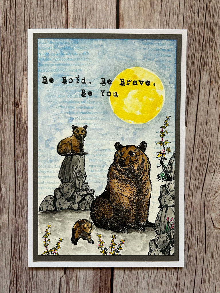 AALL & Create Grizzly Heights A7 Clear Stamps 1097 be brave