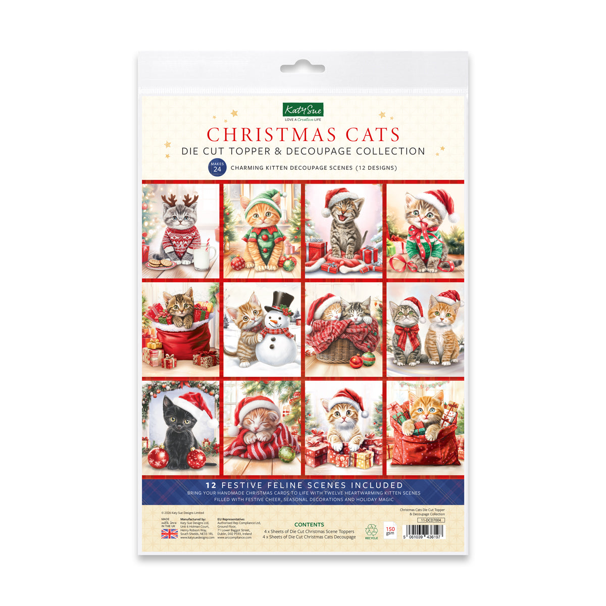 Katy Sue Designs Christmas Cats Die Cut Topper and Decoupage Collection 11-dcd7004