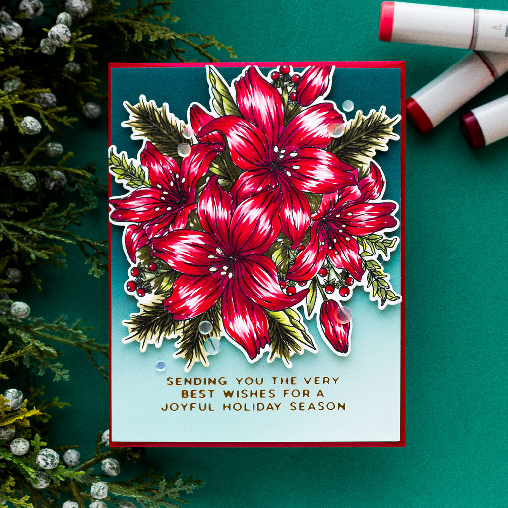 Simon Says Clear Stamps Festive Bouquets sss202801c All The Joy Christmas Card | color-code:ALT08