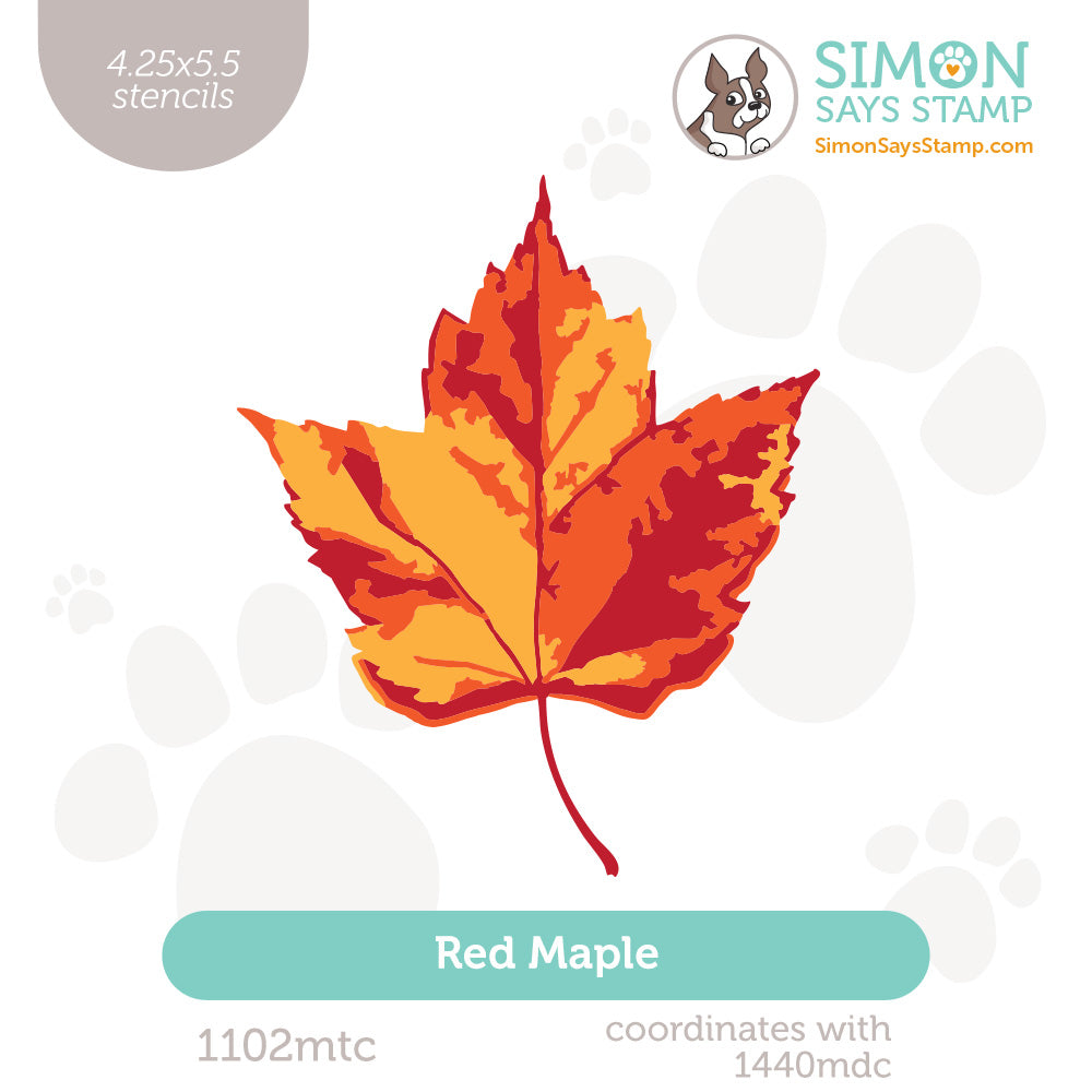 Simon Says Stamp Set of 4 Stencils Red Maple 1102mtc