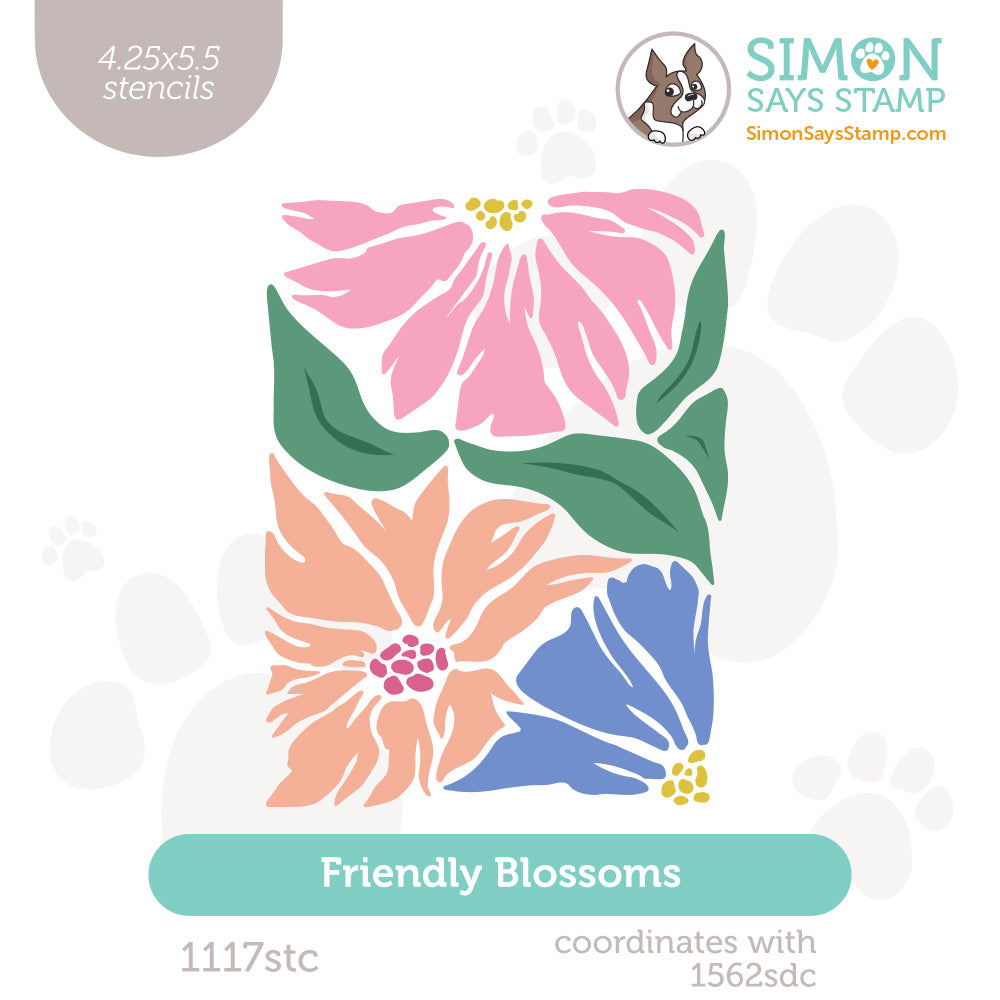 Simon Says Stamp Set of 3 Stencils Friendly Blossoms 1117stc In My Heart