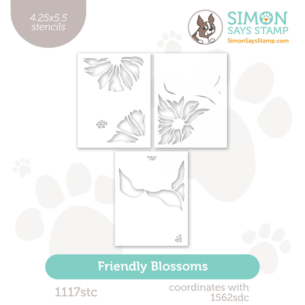 Simon Says Stamp Set of 3 Stencils Friendly Blossoms 1117stc In My Heart