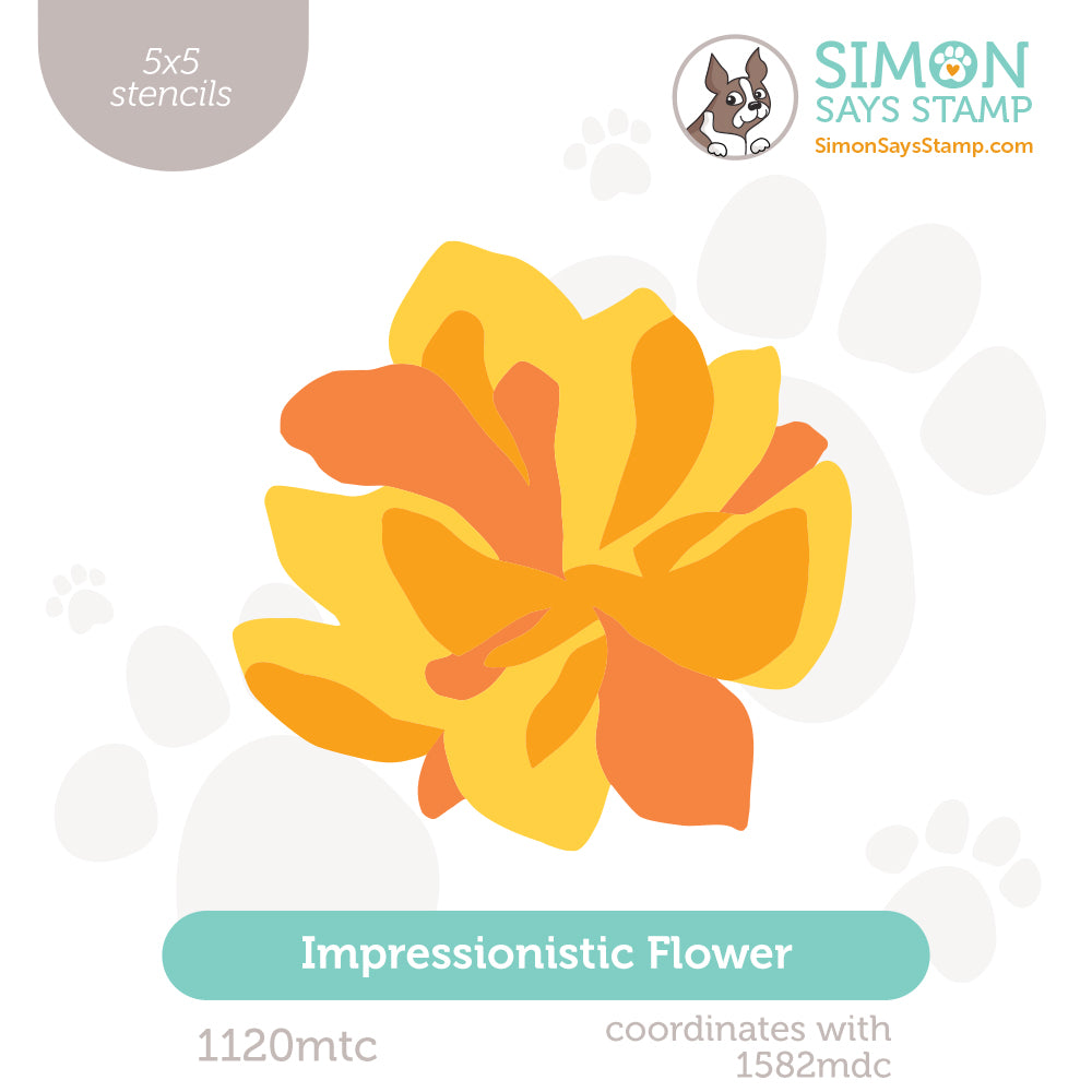 Simon Says Stamp Set of 4 Stencils Impressionistic Flower 1120mtc In My Heart