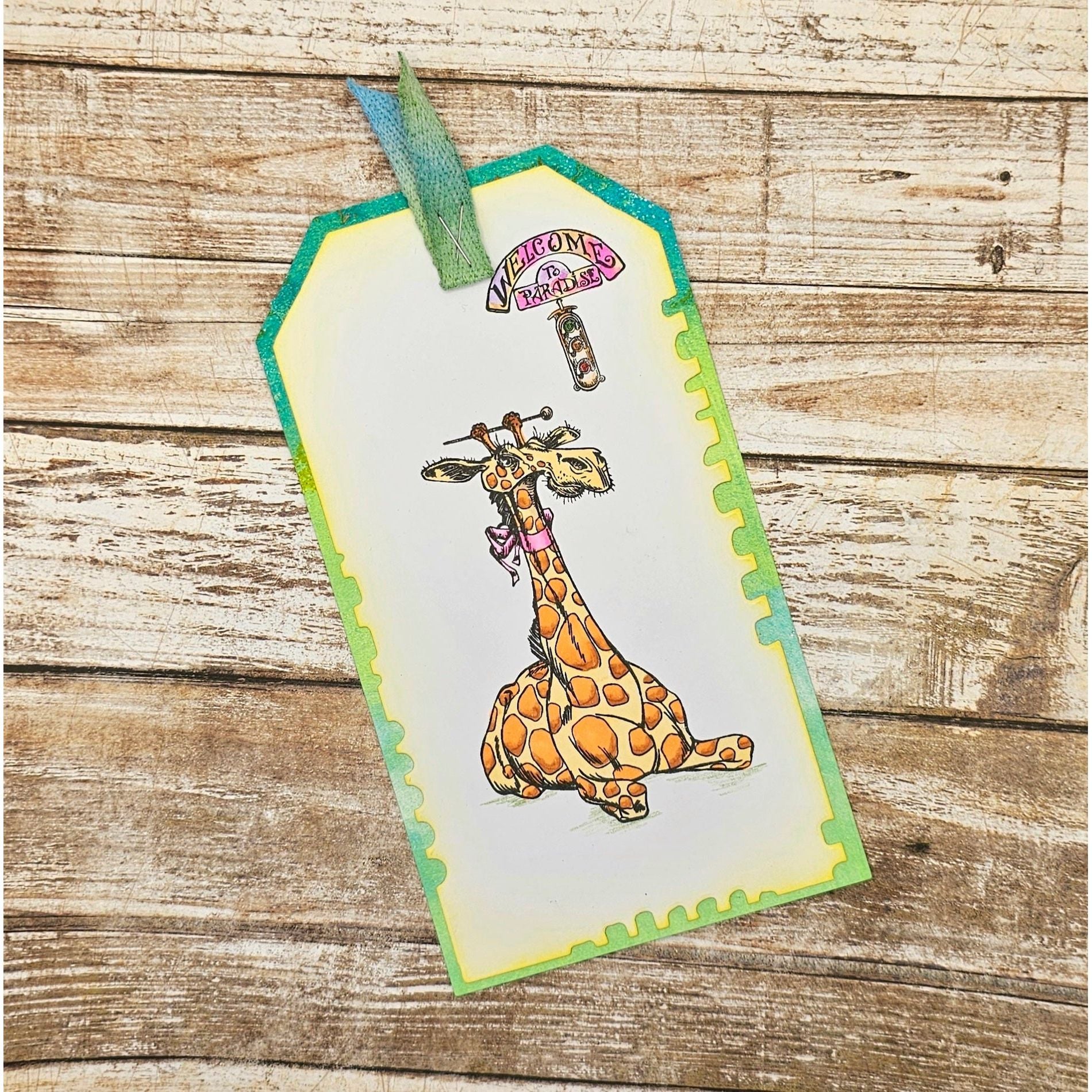 AALL & Create Giraffe's Paradise A7 Clear Stamps 1128 tag