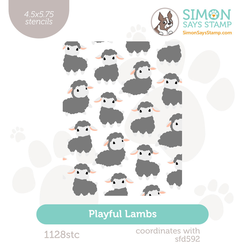 Simon Says Stamp Set of 4 Stencils Playful Lambs 1128stc Beautiful Moments
