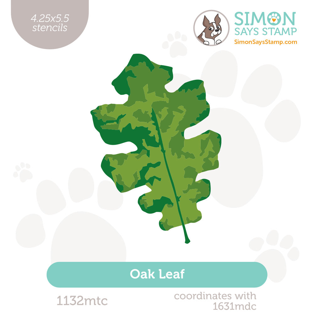 Simon Says Stamp Set of 4 Stencils Oak Leaf 1132mtc Every Happiness