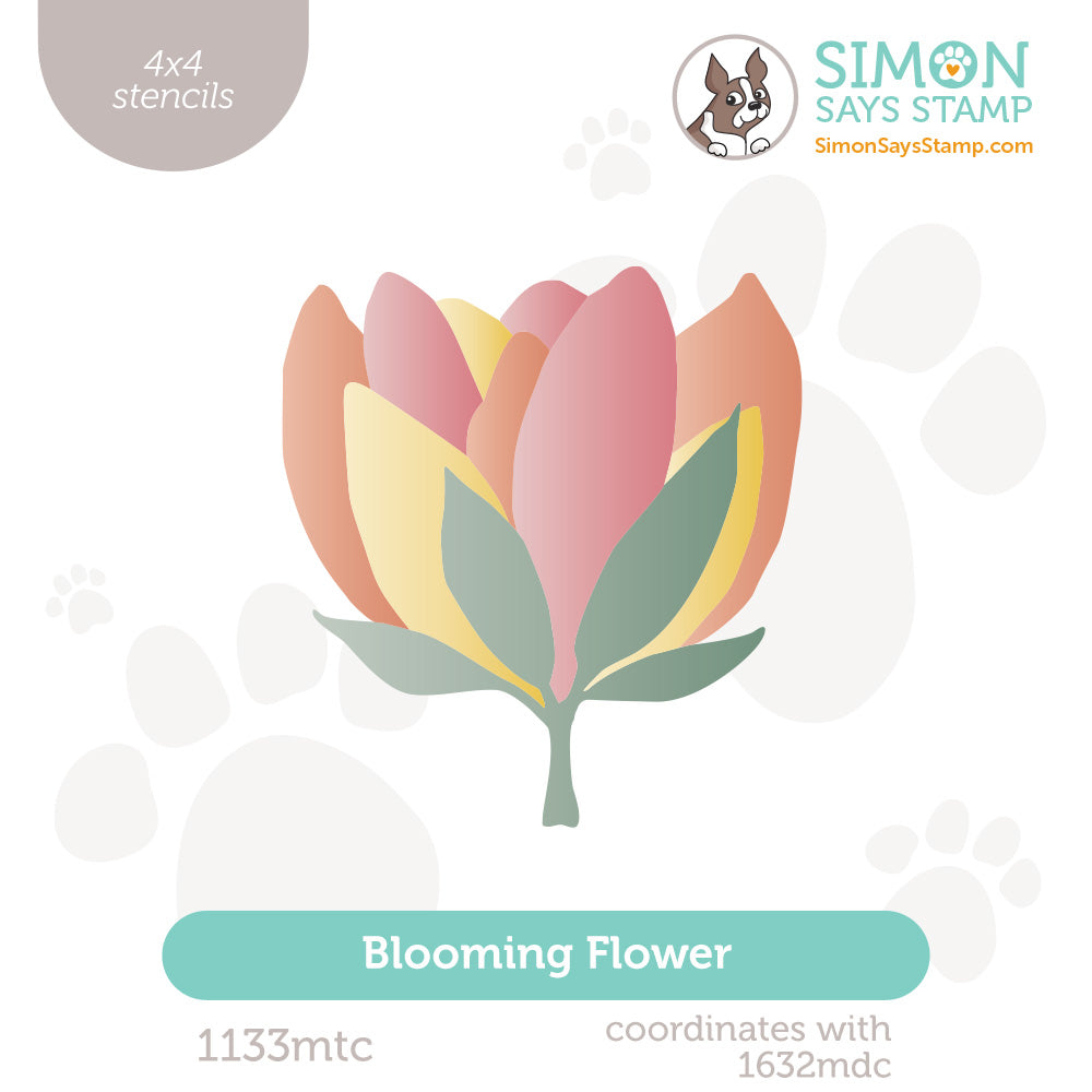 Simon Says Stamp Set of 4 Stencils Blooming Flower 1133mtc Shine On
