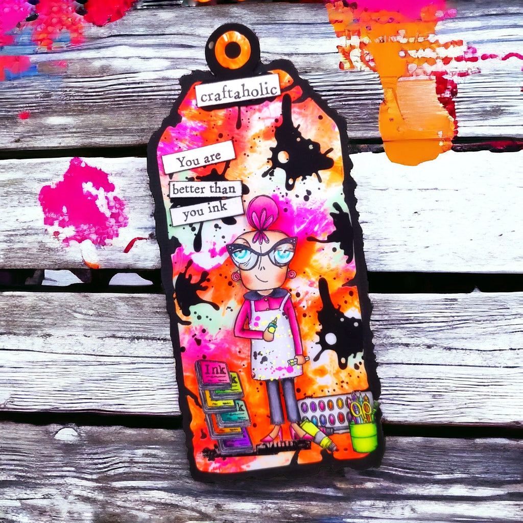 AALL & Create Craftaholic Dee A7 Clear Stamps 1136 tag