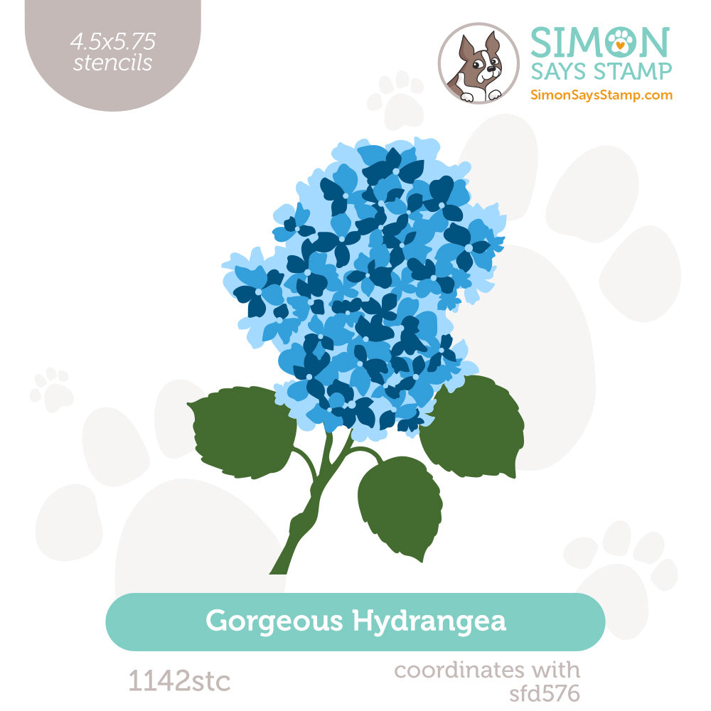 Simon Says Stamp Set of 4 Stencils Gorgeous Hydrangea 1142stc Always There