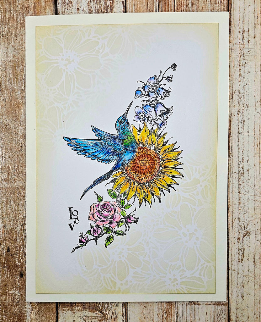 AALL & Create Sunflower Hummingbird A6 Clear Stamps 1146 sunflower love