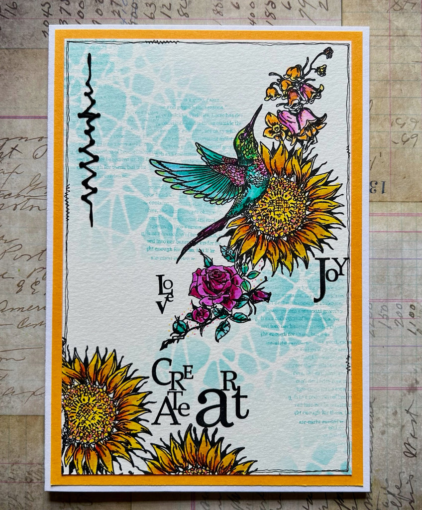 AALL & Create Sunflower Hummingbird A6 Clear Stamps 1146 create art