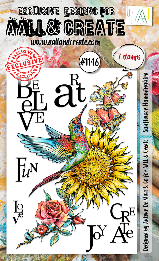 AALL & Create Sunflower Hummingbird A6 Clear Stamps 1146