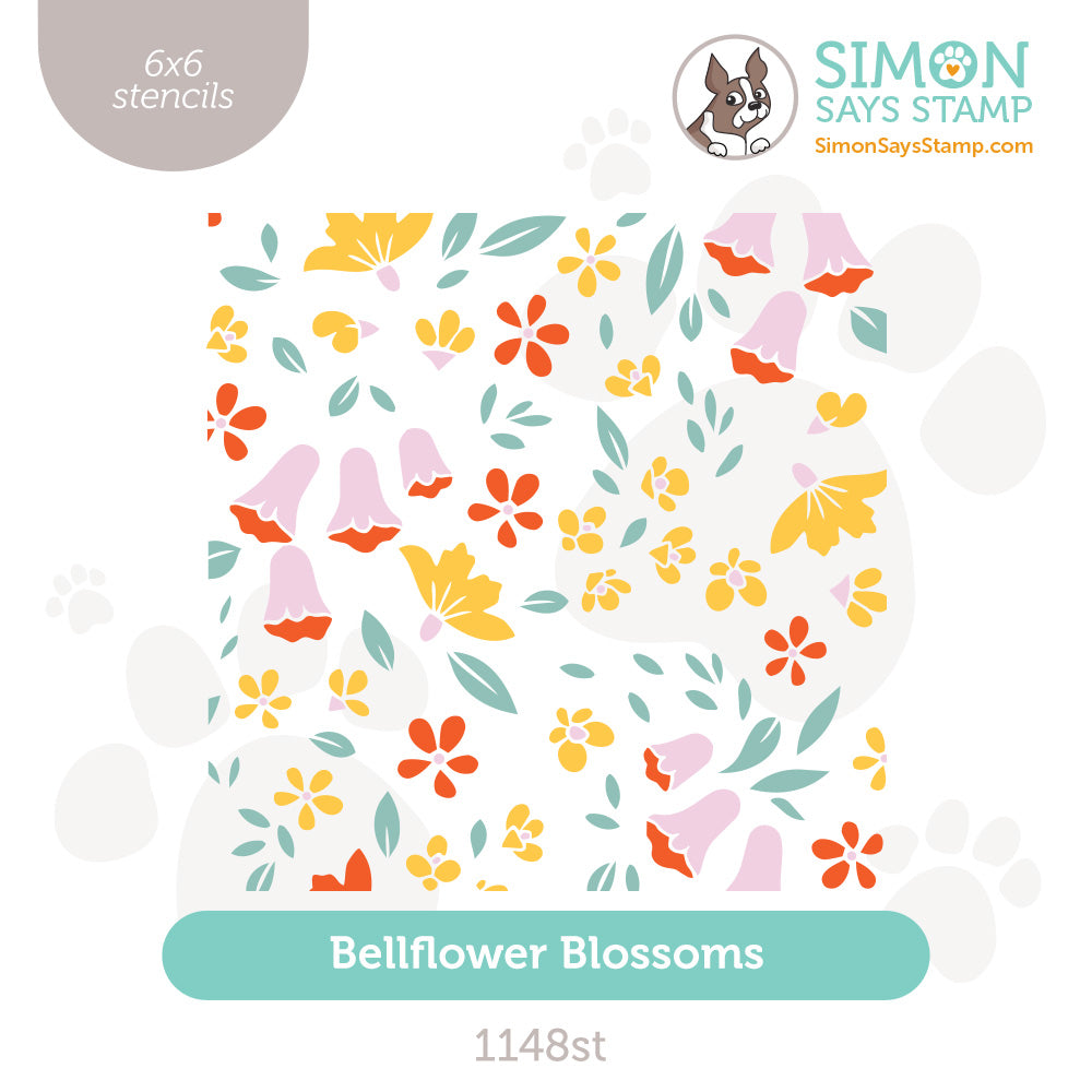 Simon Says Stamp Set of 4 Stencils Bellflower Blossoms 1148st Every Happiness
