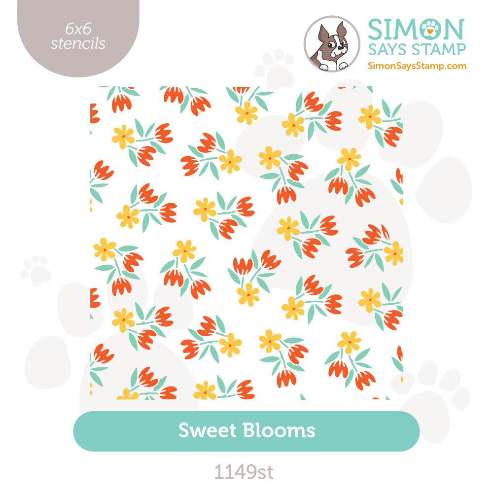 Simon Says Stamp Set of 3 Stencils Sweet Blooms 1149st Every Happiness
