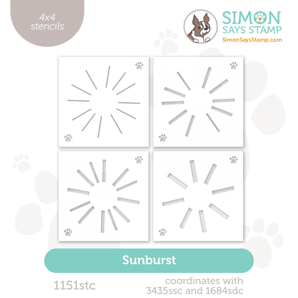 Simon Says Stamp Pack of 4 Stencils Sunburst 1151stc Shine On