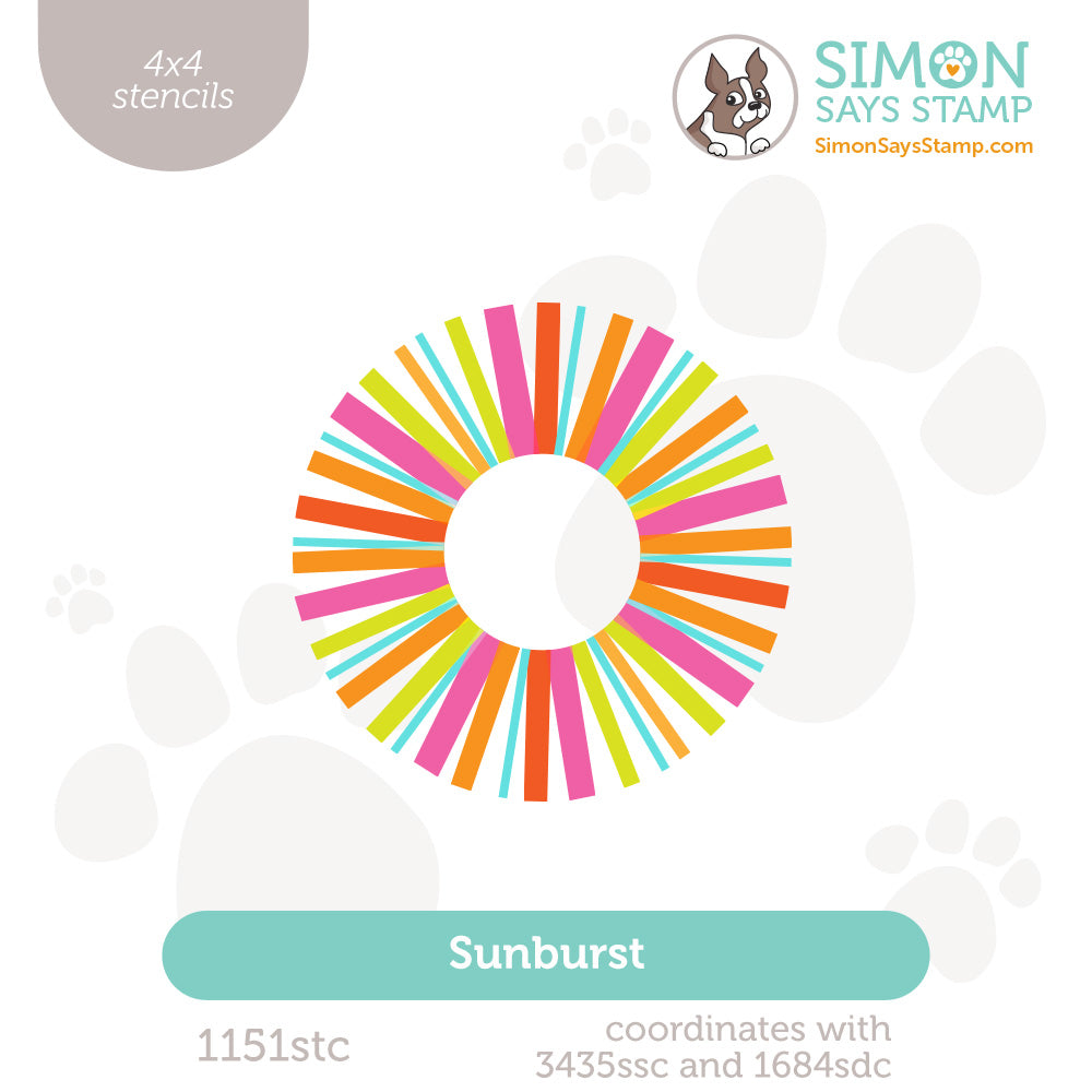 Simon Says Stamp Pack of 4 Stencils Sunburst 1151stc Shine On
