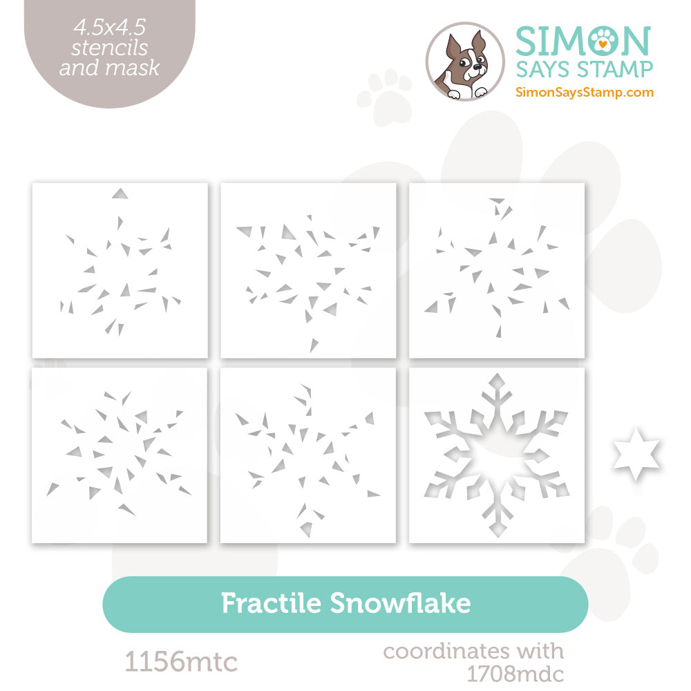 Simon Says Stamp Set of 6 Stencils Fractile Snowflake 1156mtc Stamptember