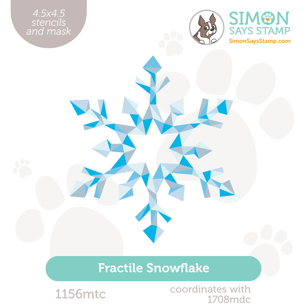 Simon Says Stamp Set of 6 Stencils Fractile Snowflake 1156mtc Stamptember