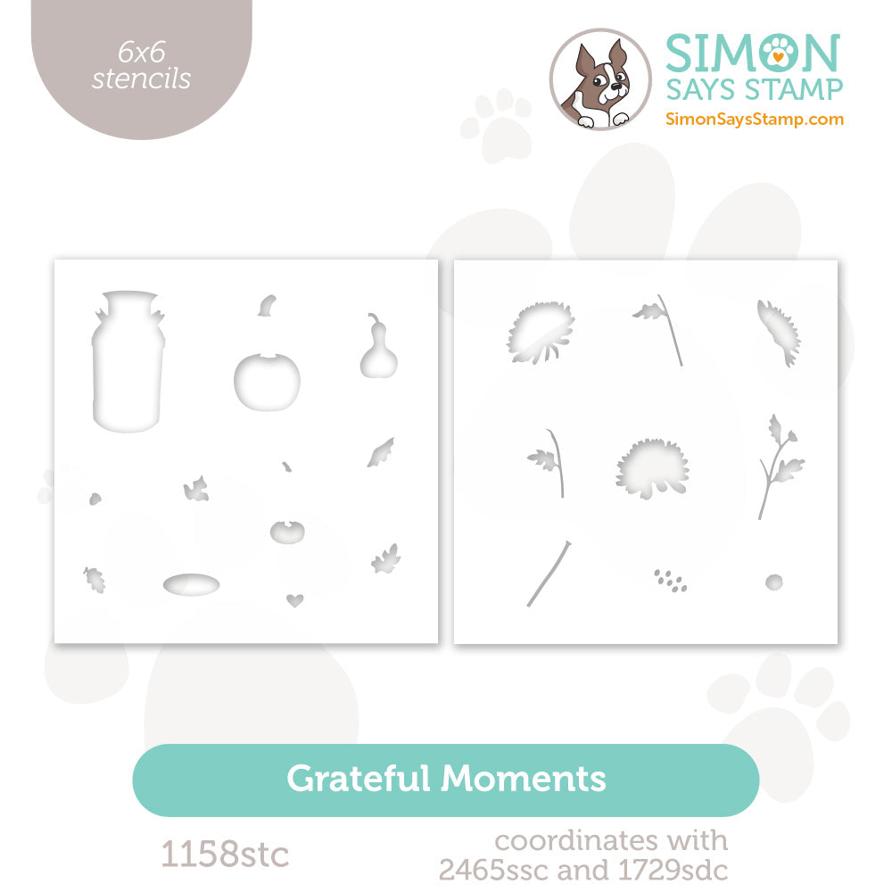 Simon Says Stamp Set of 2 Stencils Grateful Moments 1158stc