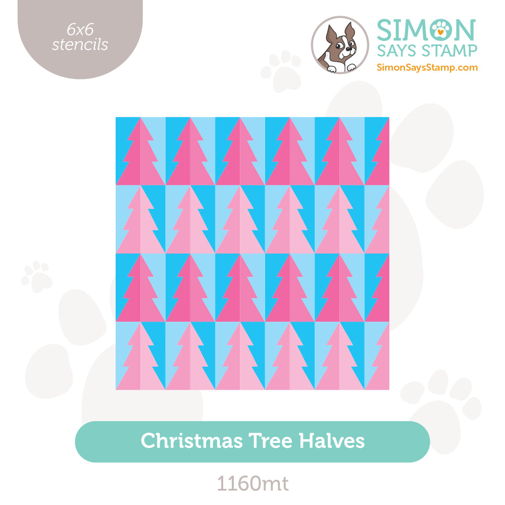 Simon Says Stamp Set of 4 Stencils Christmas Tree Halves 1160mt Stamptember