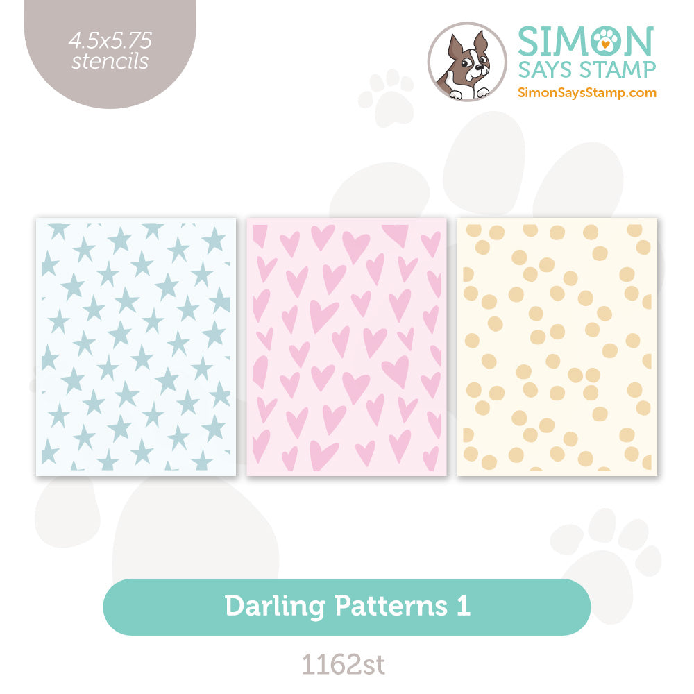 Simon Says Stamp Set of 3 Stencils Darling Patterns 1 1162st