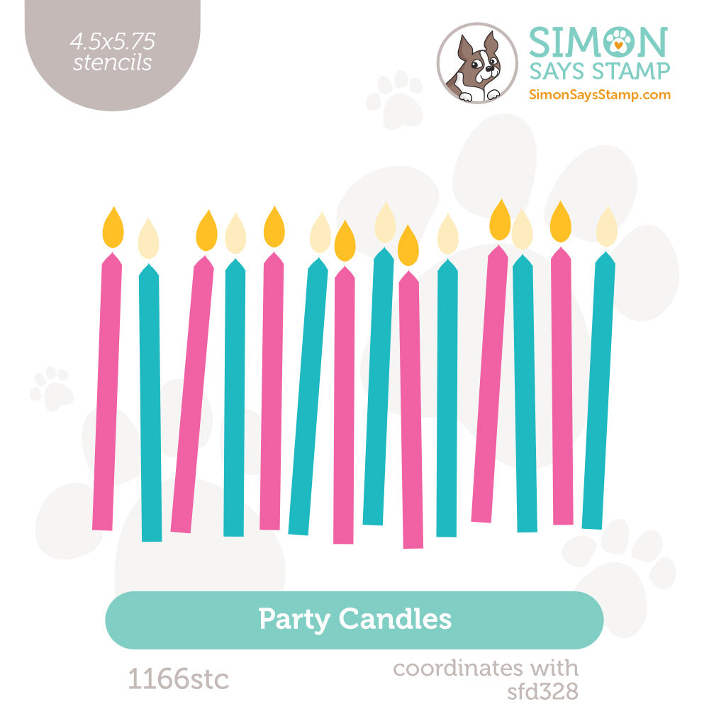 Simon Says Stamp Set of 2 Stencils Party Candles 1166stc