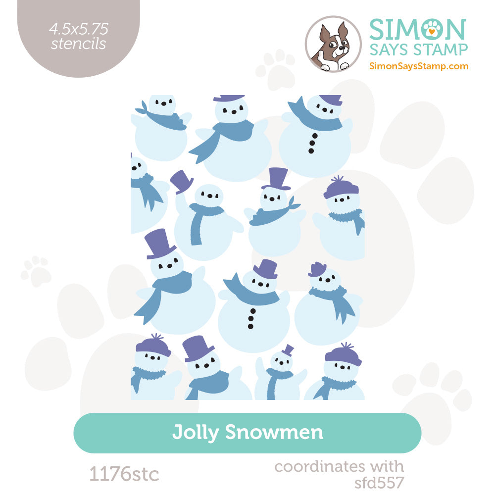 Simon Says Set of 4 Stencils Jolly Snowmen 1176stc Sending Cheer