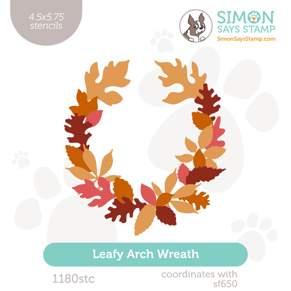 Simon Says Stamp Set of 4 Stencils Leafy Arch Wreath 1180stc Sending Cheer