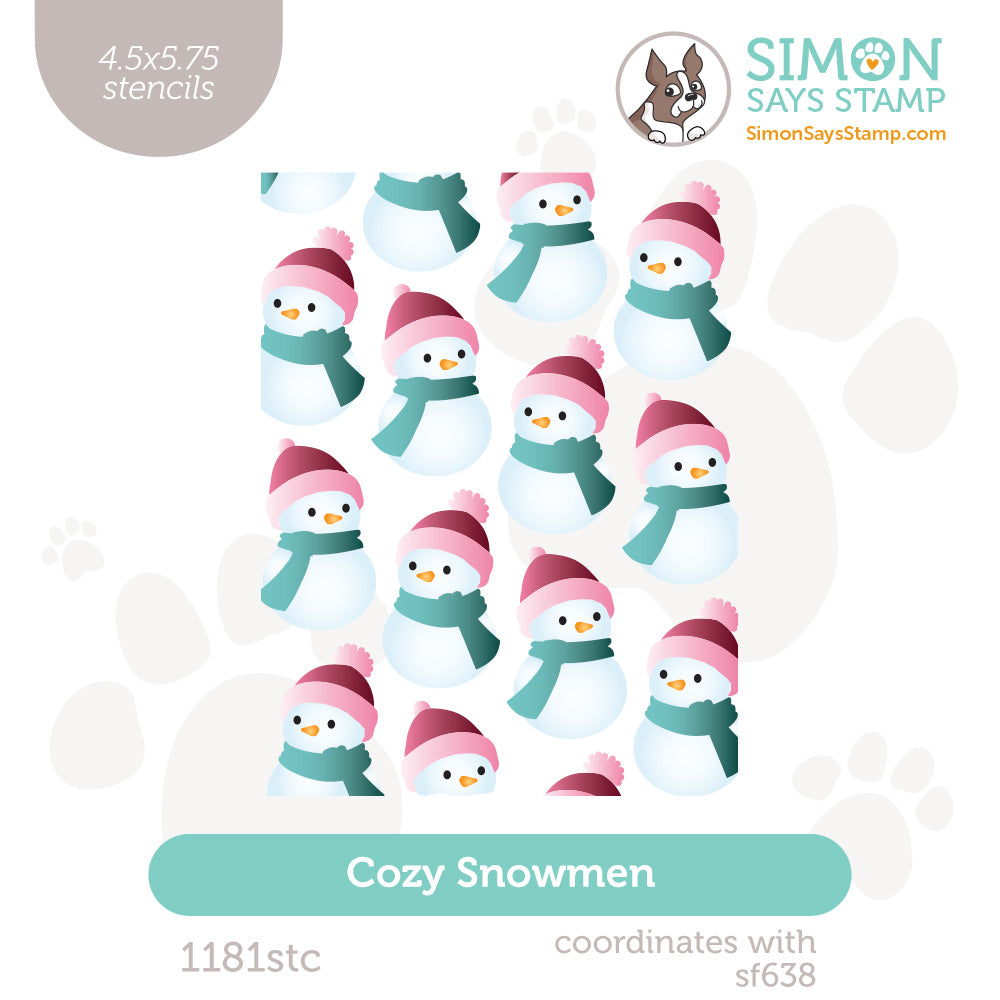 Simon Says Stamp Set of 4 Stencils Cozy Snowmen 1181stc Sending Cheer