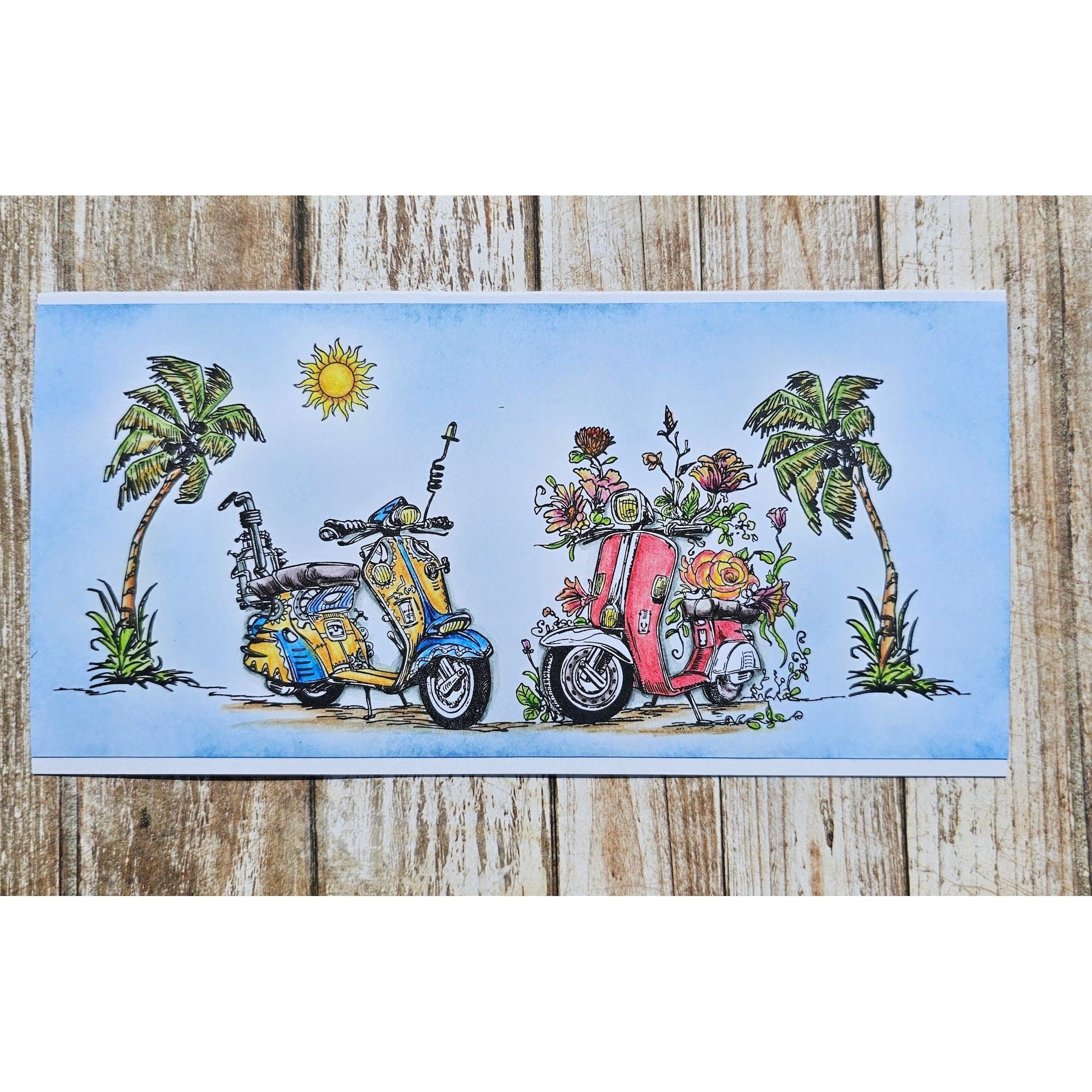 AALL & Create Beach Bikers A6 Clear Stamps 1185 scooters