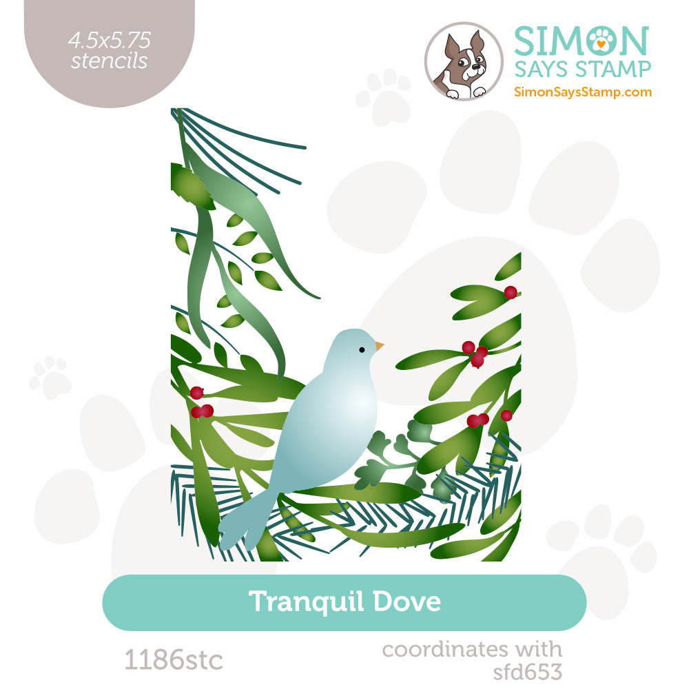 Simon Says Stamp Set of 4 Stencils Tranquil Dove 1186stc