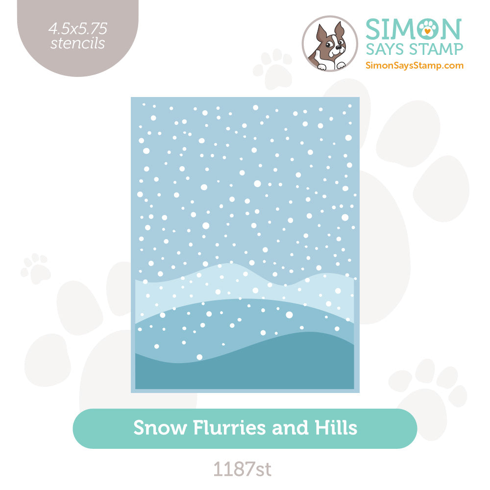 Simon Says Stamp Set of 2 Stencils Snow Flurries and Hills 1187st