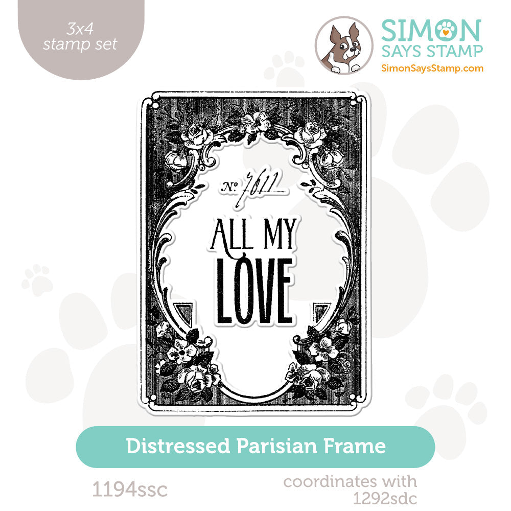 Simon Says Clear Stamps Distressed Parisian Frame 1194ssc