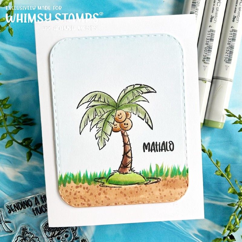 Whimsy Stamps Aloha Kids Clear Stamps KHB201 Palm Tree