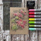 Tim Holtz Distress Archival Ink Pad BLACK SOOT Ranger Floral Holiday Card | color-code:ALT7