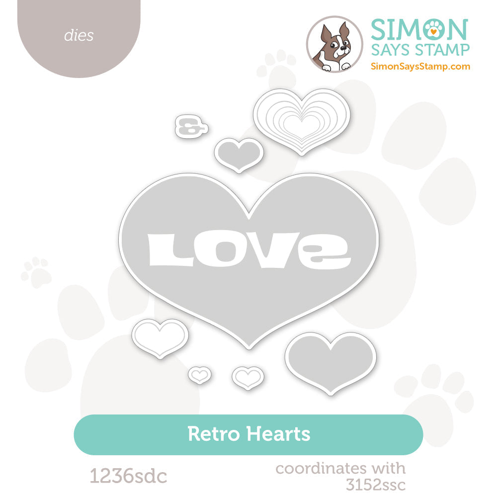 Simon Says Stamp Retro Hearts Wafer Dies 1236sdc