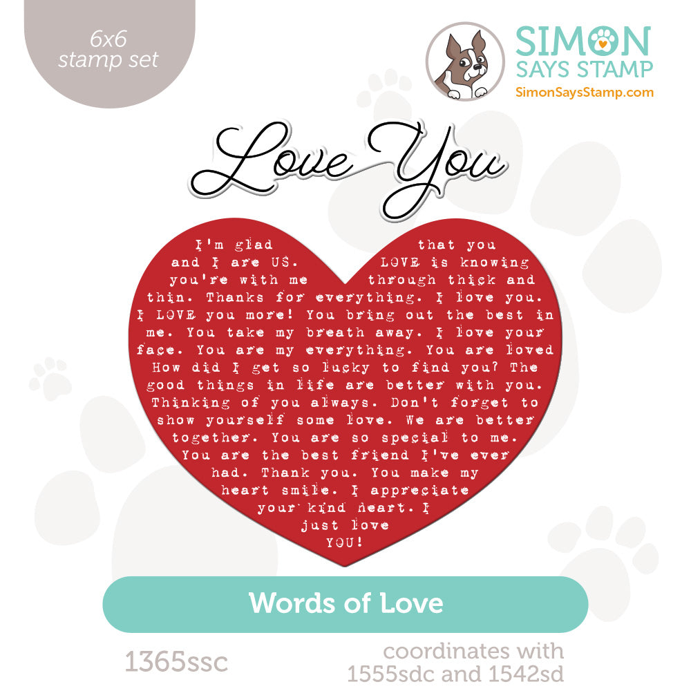 Simon Says Clear Stamp Words Of Love 1365ssc Heart to Heart